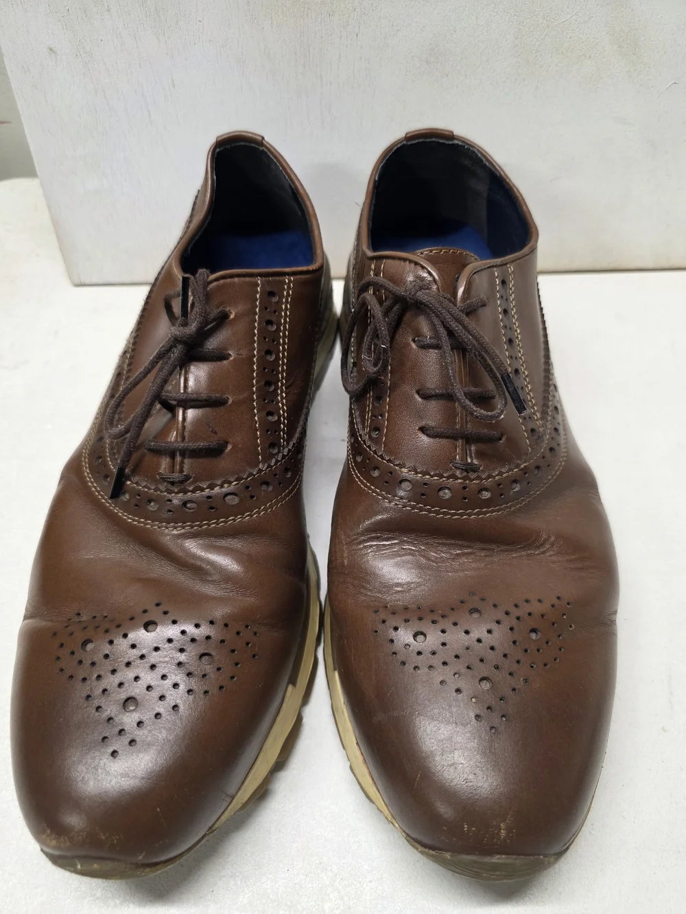Arturo Calle Men’s Brown Leather Brogue Wingtip Oxford Shoes Size 41